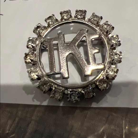 Silver Rhinestone Pin with 'K' Initial - Picture 2 of 3